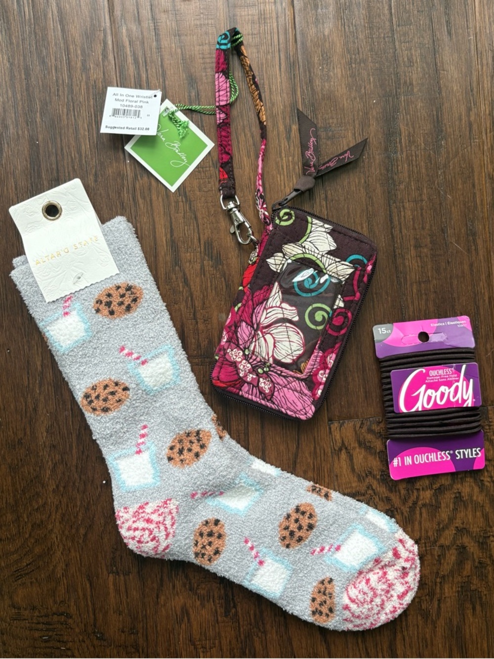 Vera Bradley Floral Mod Wristlet  with Strap Altar’d State Plush Socks Hair Ties
